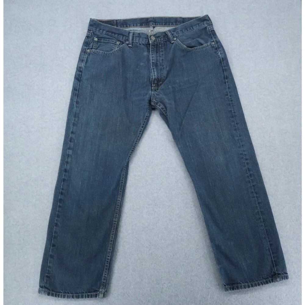Levis 505 Jeans Mens 38x30 Dark Wash Blue Denim Regular Fit Straight Leg